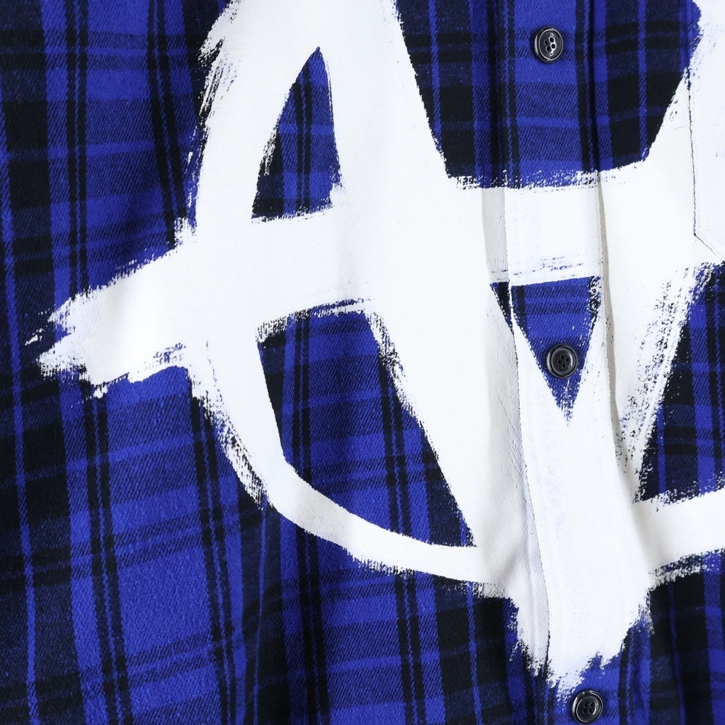 VETEMENTS(ヴェトモン) 21SS Anarchy Flannel Shirt アナーキー ロゴプリント フランネル チェック 長袖シャツ ブルー/ブラック UA52SH850B