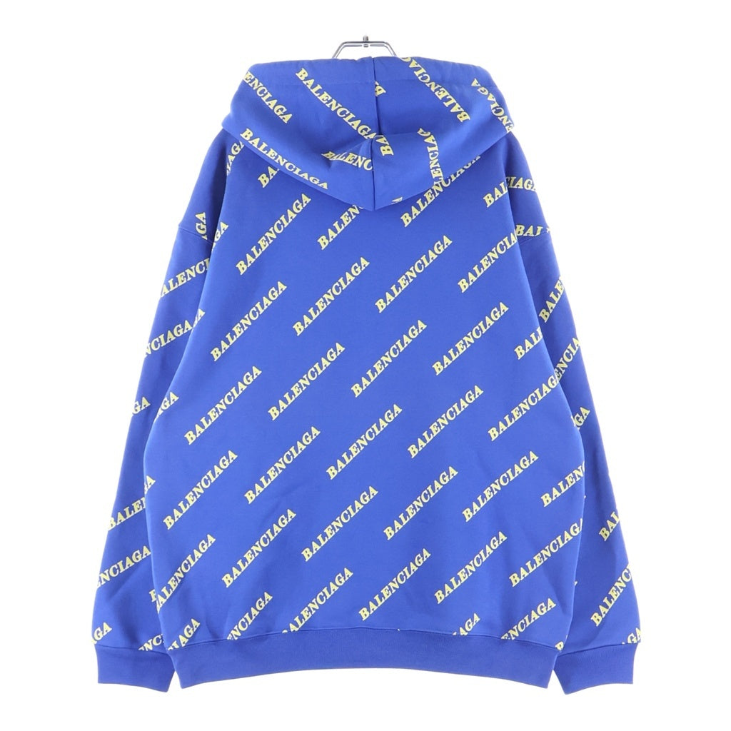 BALENCIAGA(バレンシアガ) 20SS ALL OVER LOGO HOODIE オールオーバーロゴプリント スウェット プルオーバーパーカー ブルー 600583 TIV71