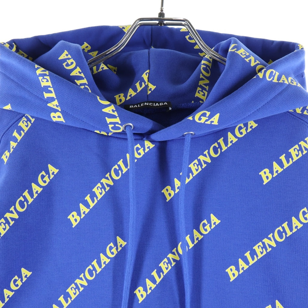 BALENCIAGA(バレンシアガ) 20SS ALL OVER LOGO HOODIE オールオーバーロゴプリント スウェット プルオーバーパーカー ブルー 600583 TIV71