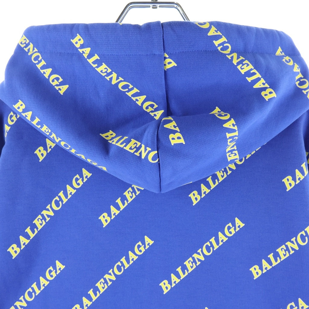BALENCIAGA(バレンシアガ) 20SS ALL OVER LOGO HOODIE オールオーバーロゴプリント スウェット プルオーバーパーカー ブルー 600583 TIV71