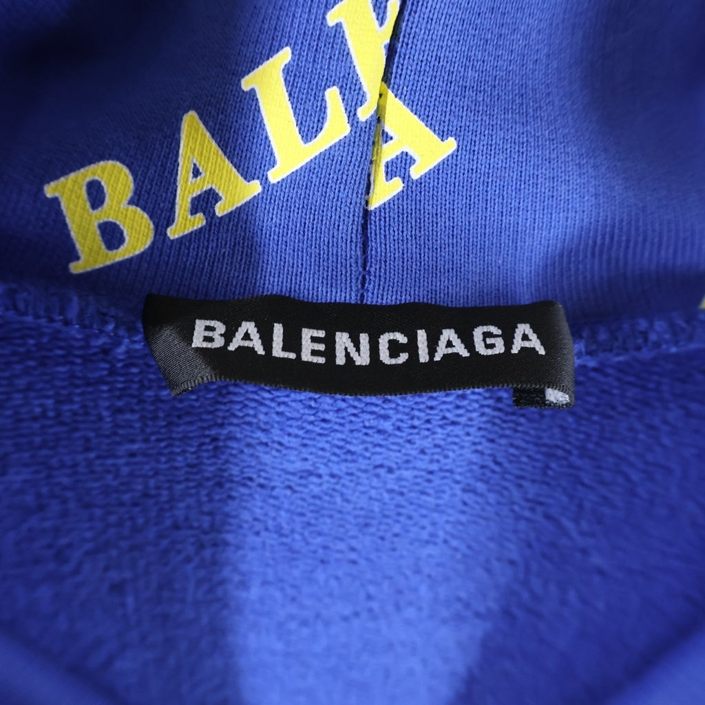 BALENCIAGA(バレンシアガ) 20SS ALL OVER LOGO HOODIE オールオーバーロゴプリント スウェット プルオーバーパーカー ブルー 600583 TIV71