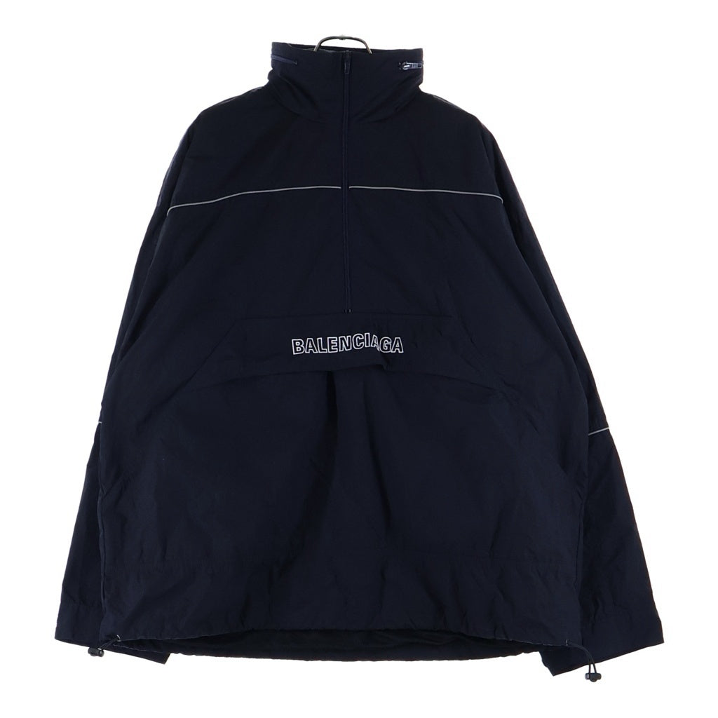 BALENCIAGA(バレンシアガ) 19SS ロゴデザイン ハーフジップ アノラック ナイロン パーカー ブラック 556229 TYD33