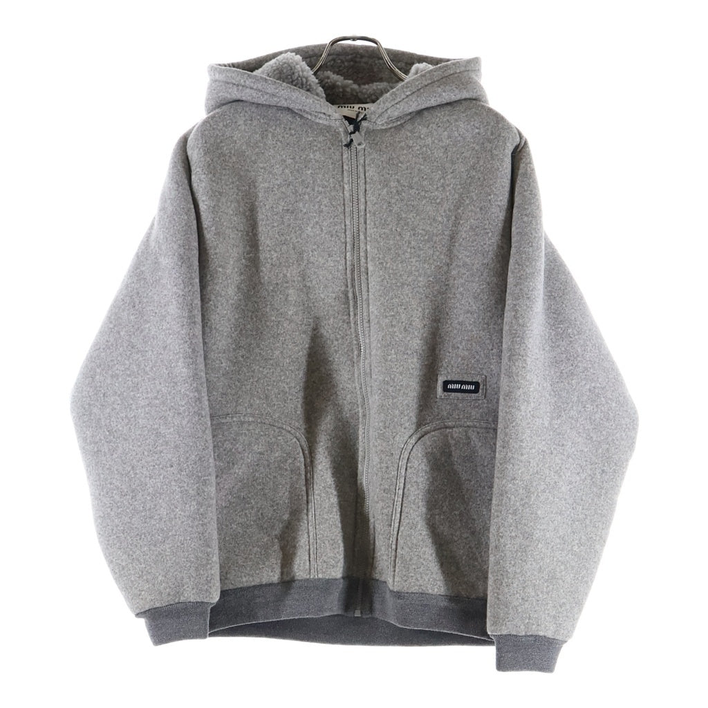 miumiu(ミュウミュウ) Fleece Zip Hoodie フリースジップフーディー パーカー グレー S000 ML1433 000