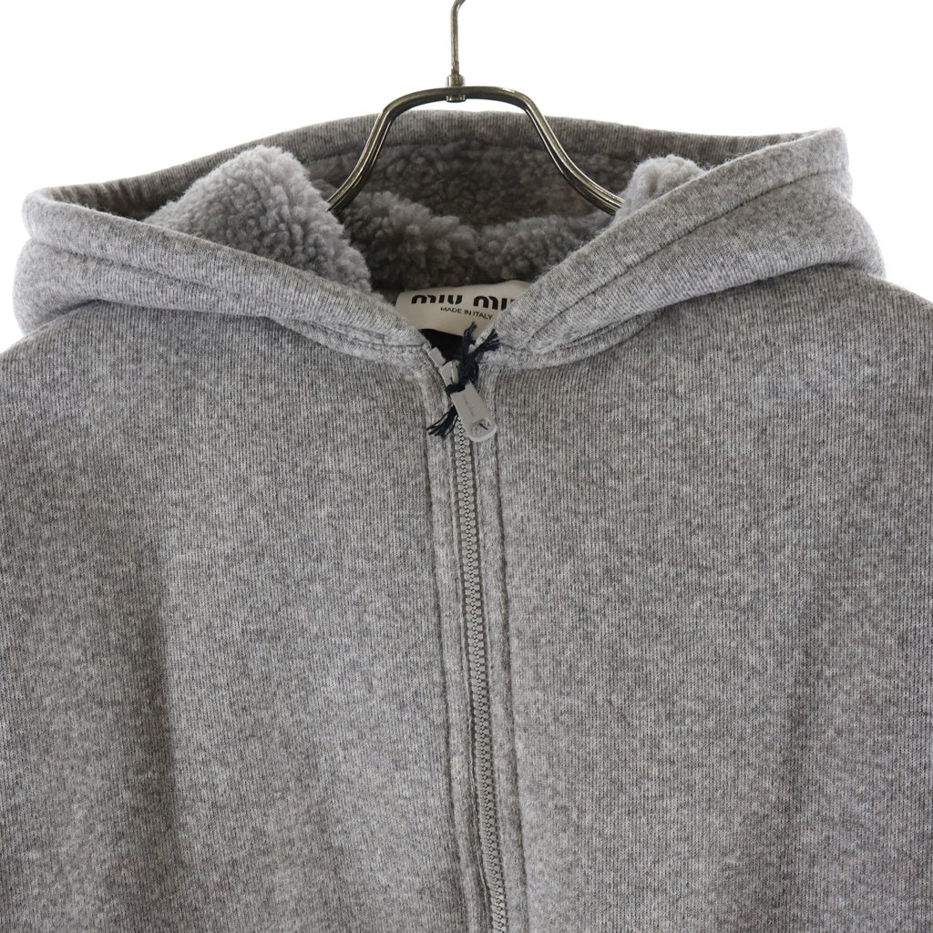 miumiu(ミュウミュウ) Fleece Zip Hoodie フリースジップフーディー パーカー グレー S000 ML1433 000