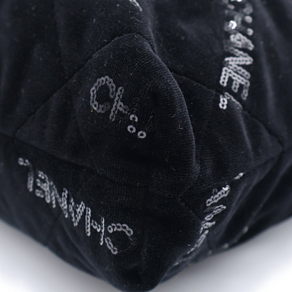 CHANEL(シャネル) シャネル22 ベルベット スパンコール スモール チェーンショルダーバッグ ランダムシリアル ゴールド金具 ブラック AS3261
