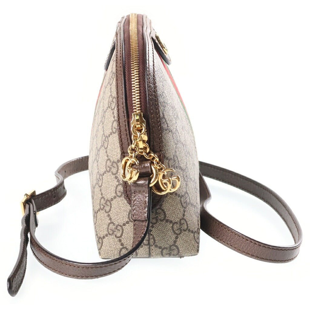 GUCCI(グッチ) GGスプリーム オフィディア ショルダーバッグ ブラウン レザー×PVC 499621 ゴールド金具