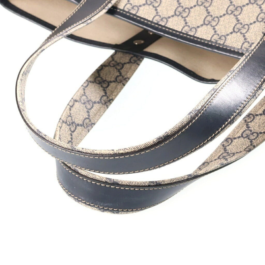 GUCCI(グッチ) GGプラス スプリーム キャンバス レザー トートバッグ ベージュ/ネイビー 211134