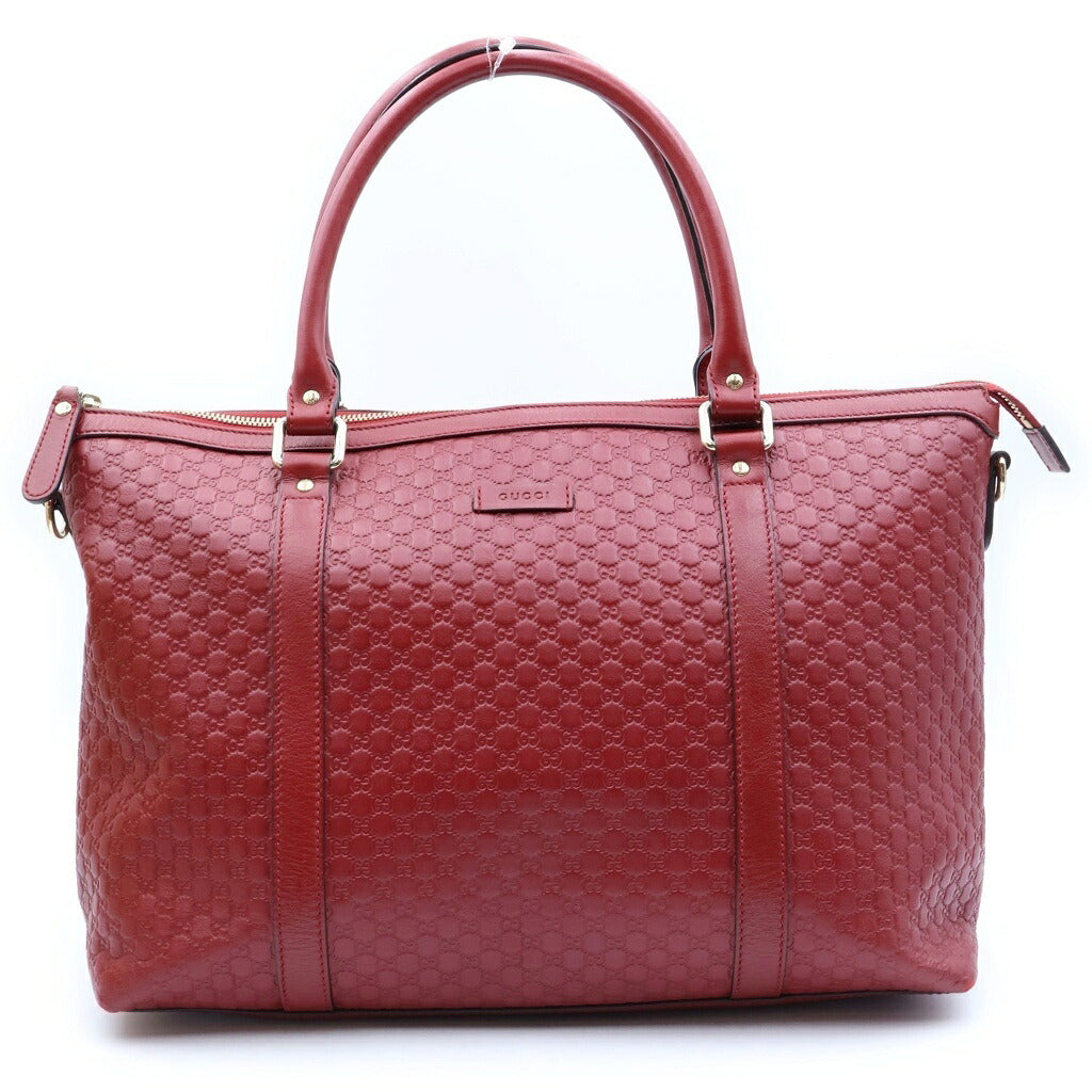GUCCI(グッチ) マイクログッチシマ トートバッグ ショルダーバッグ 2way レザー レッド