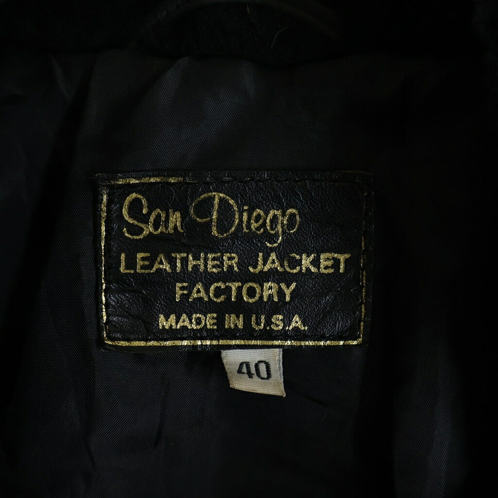 NO BRAND(ノーブランド) San Diego サンディエゴ ボアカラー ジップアップ レザー フライト ジャケット ブラック