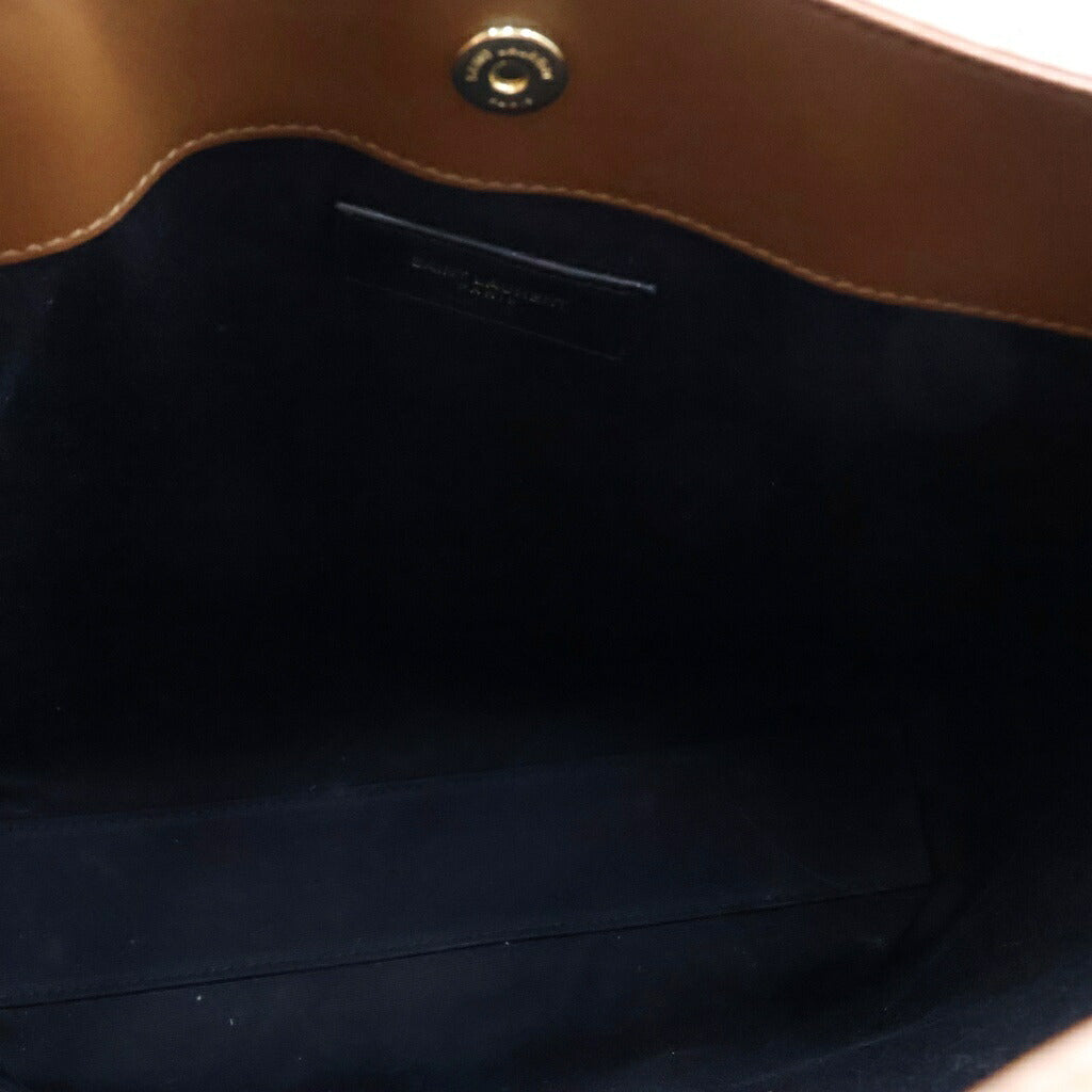 SAINT LAURENT PARIS(サンローランパリ) トイトイノースサウス 2WAYハンドバッグ ショルダーバッグ トートバッグ ブラウン スエード 型押しクロコ ゴールド金具