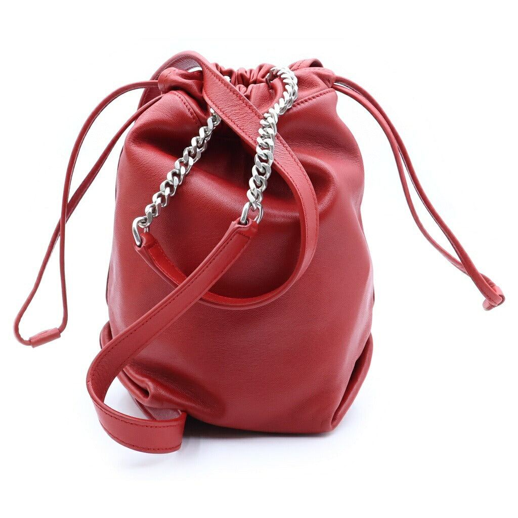 SAINT LAURENT PARIS(サンローランパリ) テディ チェーンショルダーバッグ レッド レザー 583328 ゴールド金具