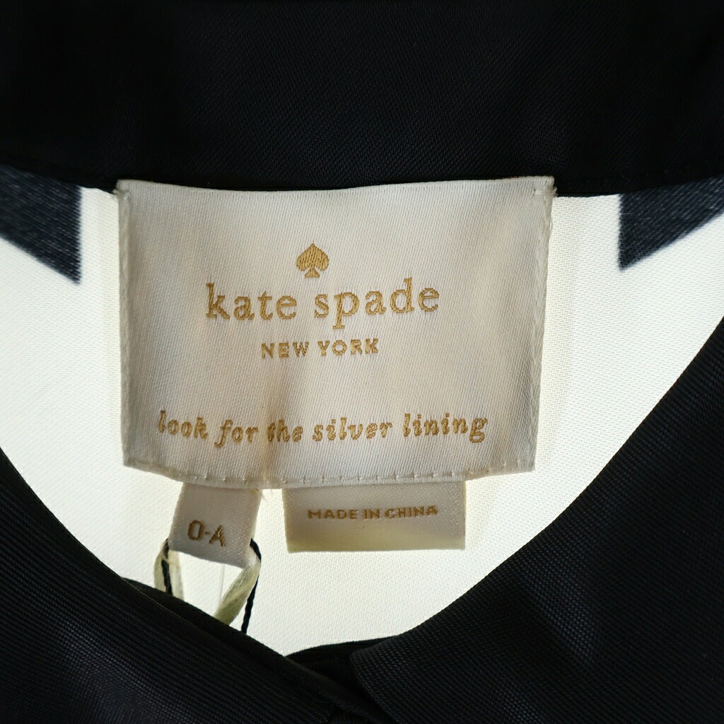 Kate Spade(ケイトスペード) リボン総柄プリント レーヨン ミディアムワンピース ホワイト/ブラック レディース