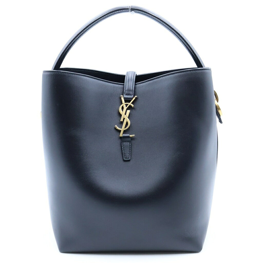 SAINT LAURENT PARIS(サンローランパリ) LE 37 スモール 2WAYバケットバッグ ハンドバッグ ショルダーバッグ ブラック レザー 742828 ゴールド金具
