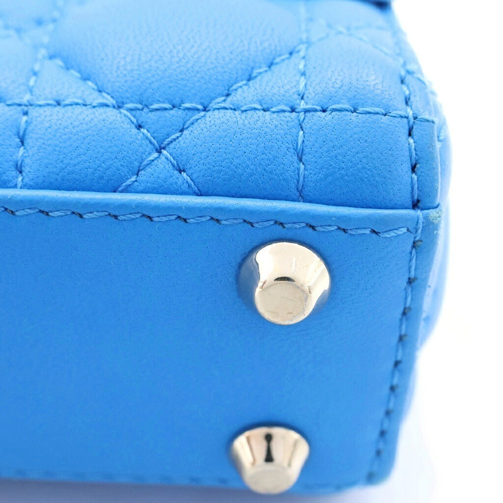 Christian Dior(クリスチャンディオール) レディディオール マイクロ 2WAYハンドバッグ ショルダーバッグ ブルー レザー ゴールド金具