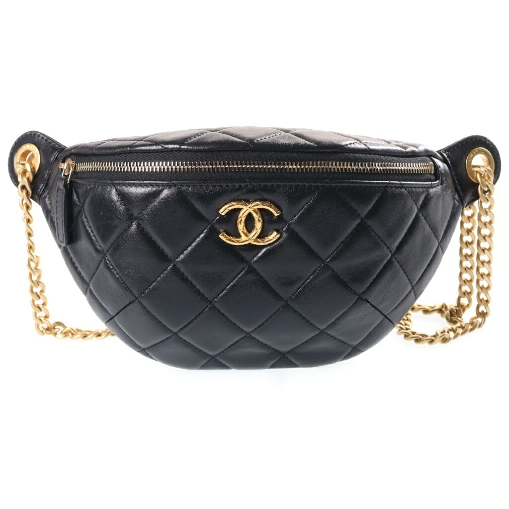 CHANEL(シャネル) マトラッセ チェーンバムバッグ ショルダーバッグ ブラック ラムスキン シールシリアル AP3761 ゴールド金具