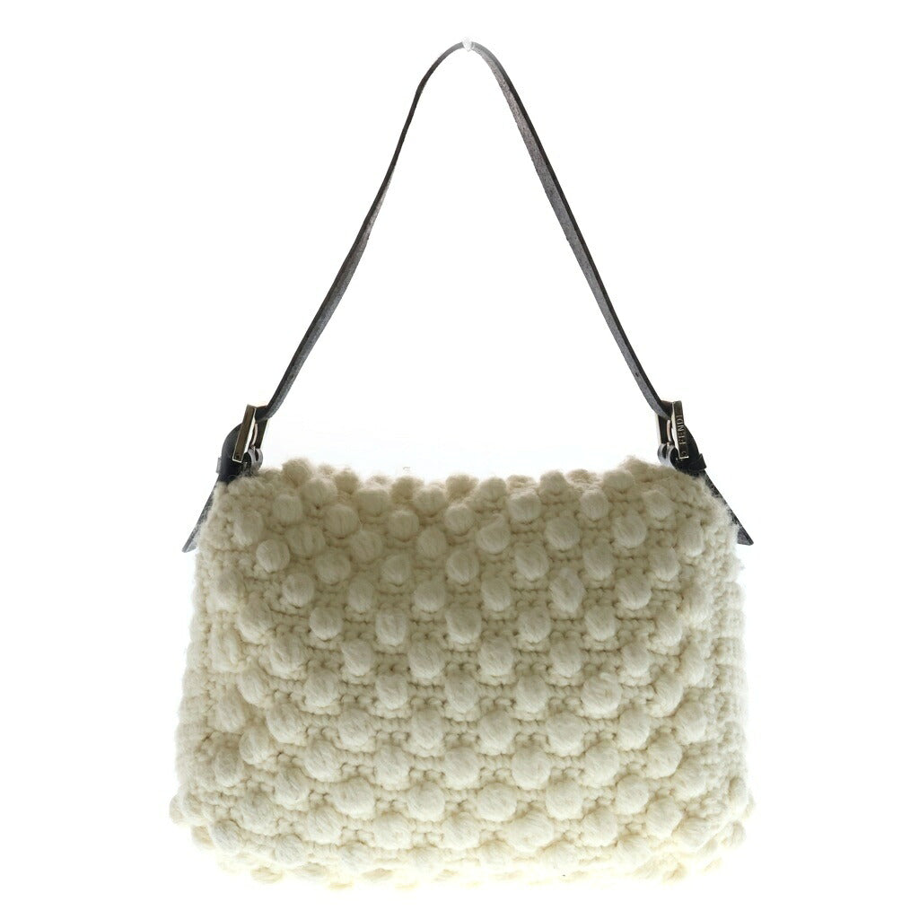 FENDI(フェンディ) マンマバケット ニット ワンショルダーバック アイボリー レザー×ウール シルバー金具