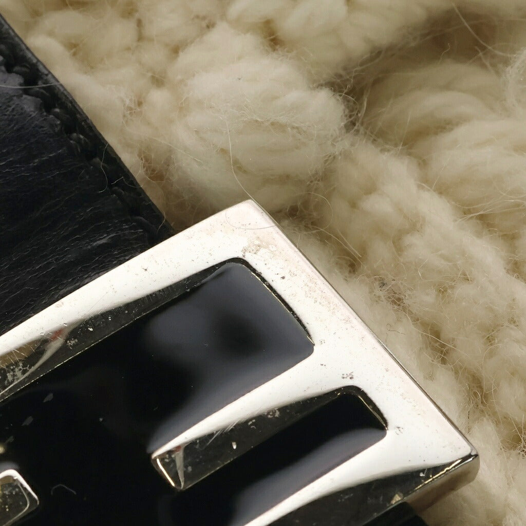 FENDI(フェンディ) マンマバケット ニット ワンショルダーバック アイボリー レザー×ウール シルバー金具