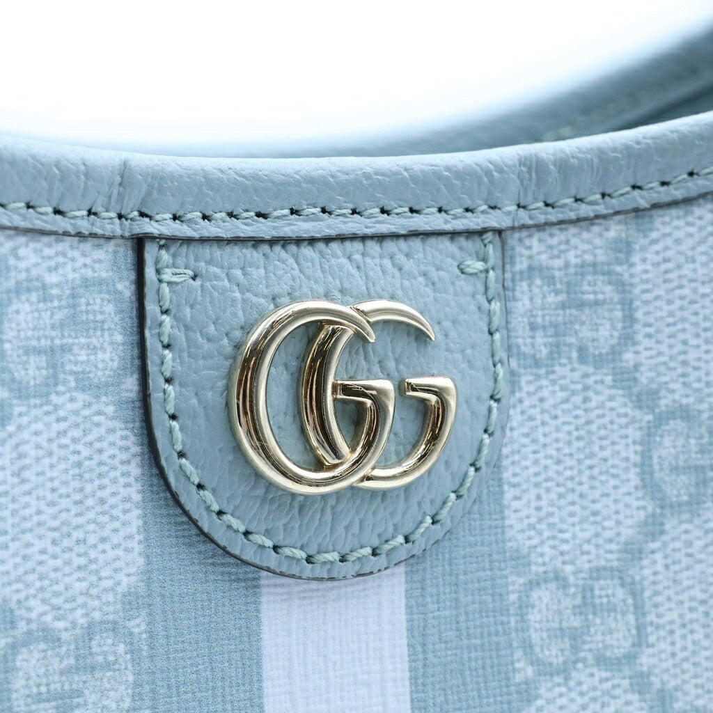GUCCI(グッチ) オフィディアスモール ショルダーバッグ ライトブルー レザー×PVC 781402 ゴールド金具