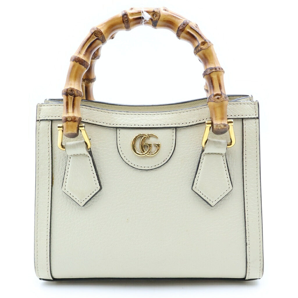 GUCCI(グッチ) ダイアナ スモール 2WAYハンドバッグ ショルダーバッグ アイボリー レザー 702732 ゴールド金具