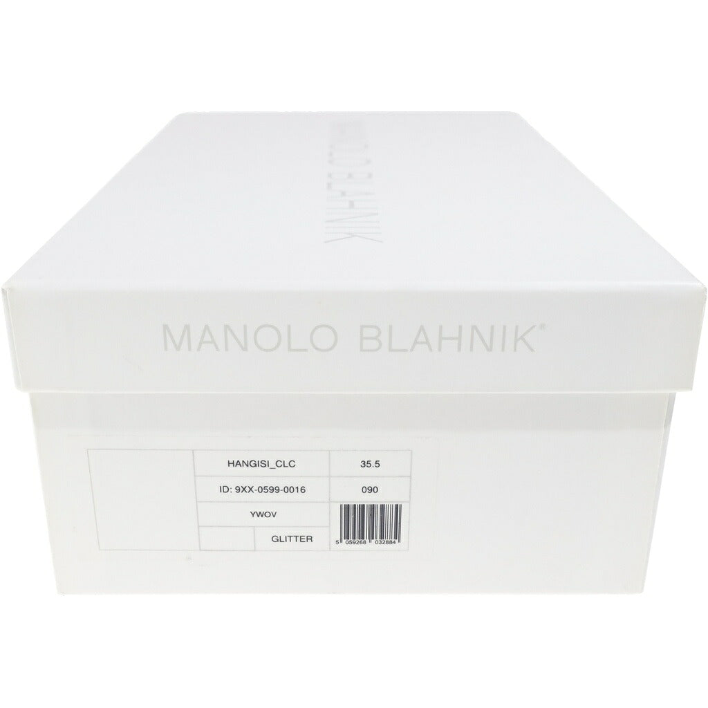 MANOLO BLAHNIK(マノロブラニク) ハンギシ ビジュー装飾 ベロア ベルベット フラット パンプス シューズ ピンク レディース