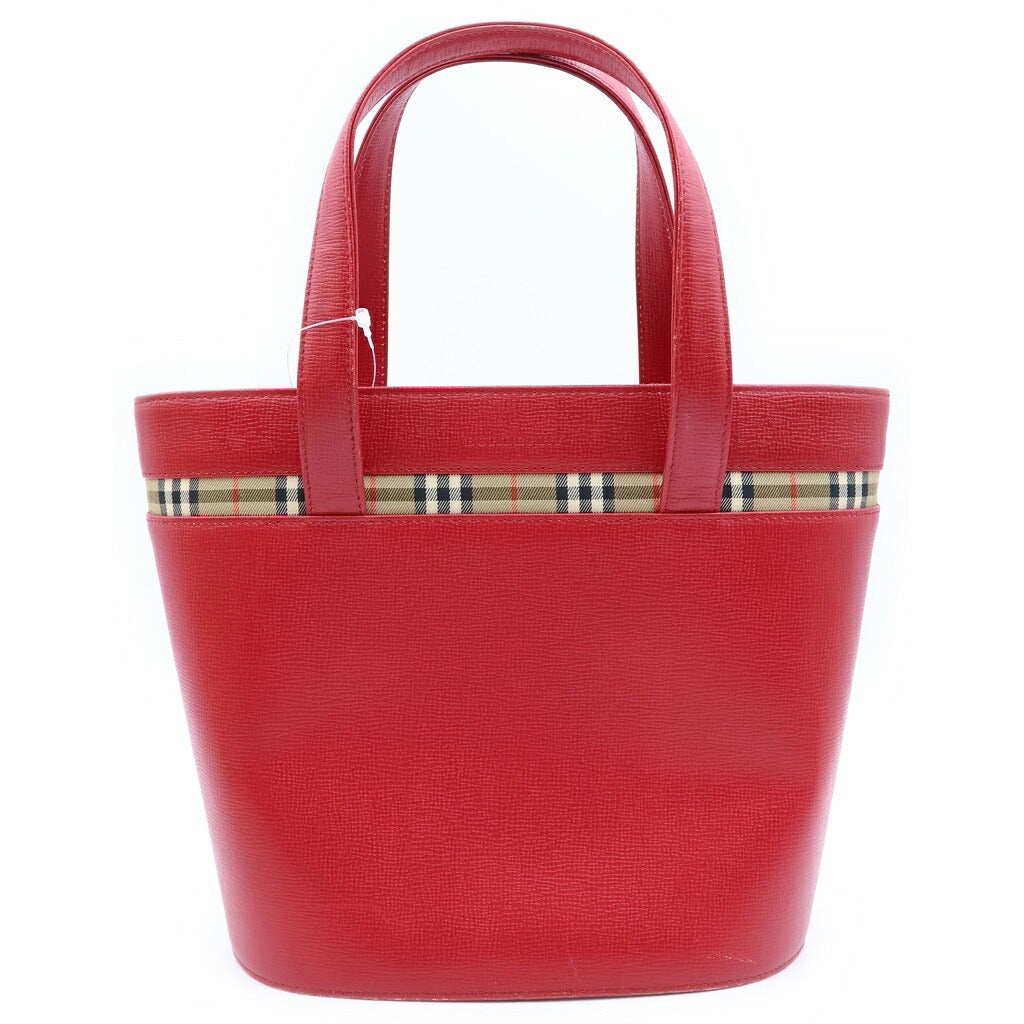 BURBERRY(バーバリー) ノバチェック ハンドバッグ レッド レザー