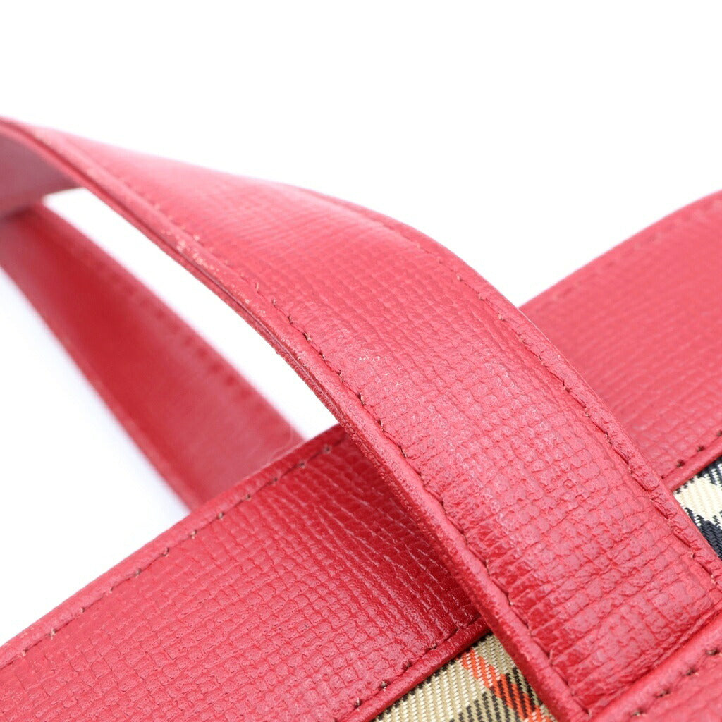 BURBERRY(バーバリー) ノバチェック ハンドバッグ レッド レザー