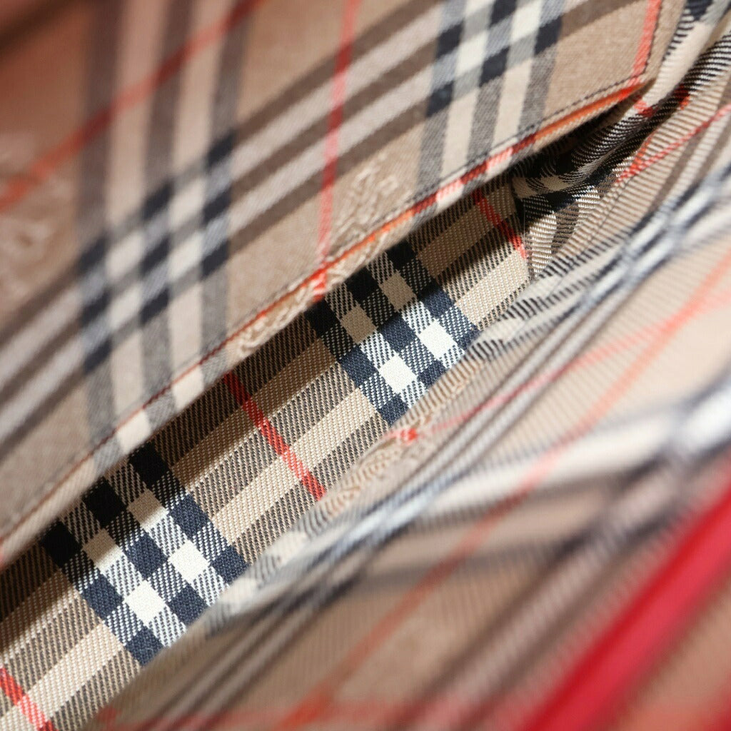 BURBERRY(バーバリー) ノバチェック ハンドバッグ レッド レザー