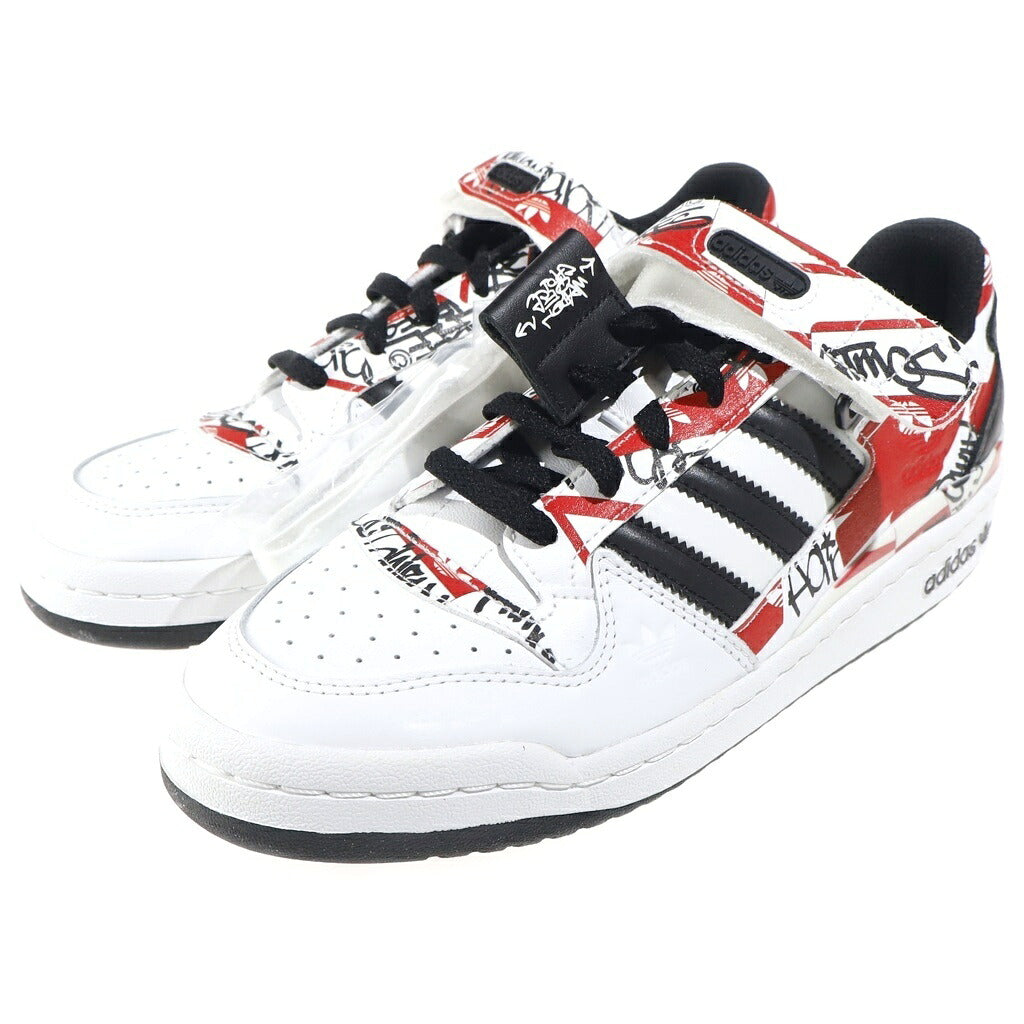 adidas(アディダス) ×atmos アトモス FORUM LOW Graffiti フォーラムロー グラフィティ ローカットスニーカー ホワイト/レッド US9.5/26.5cm GW3487