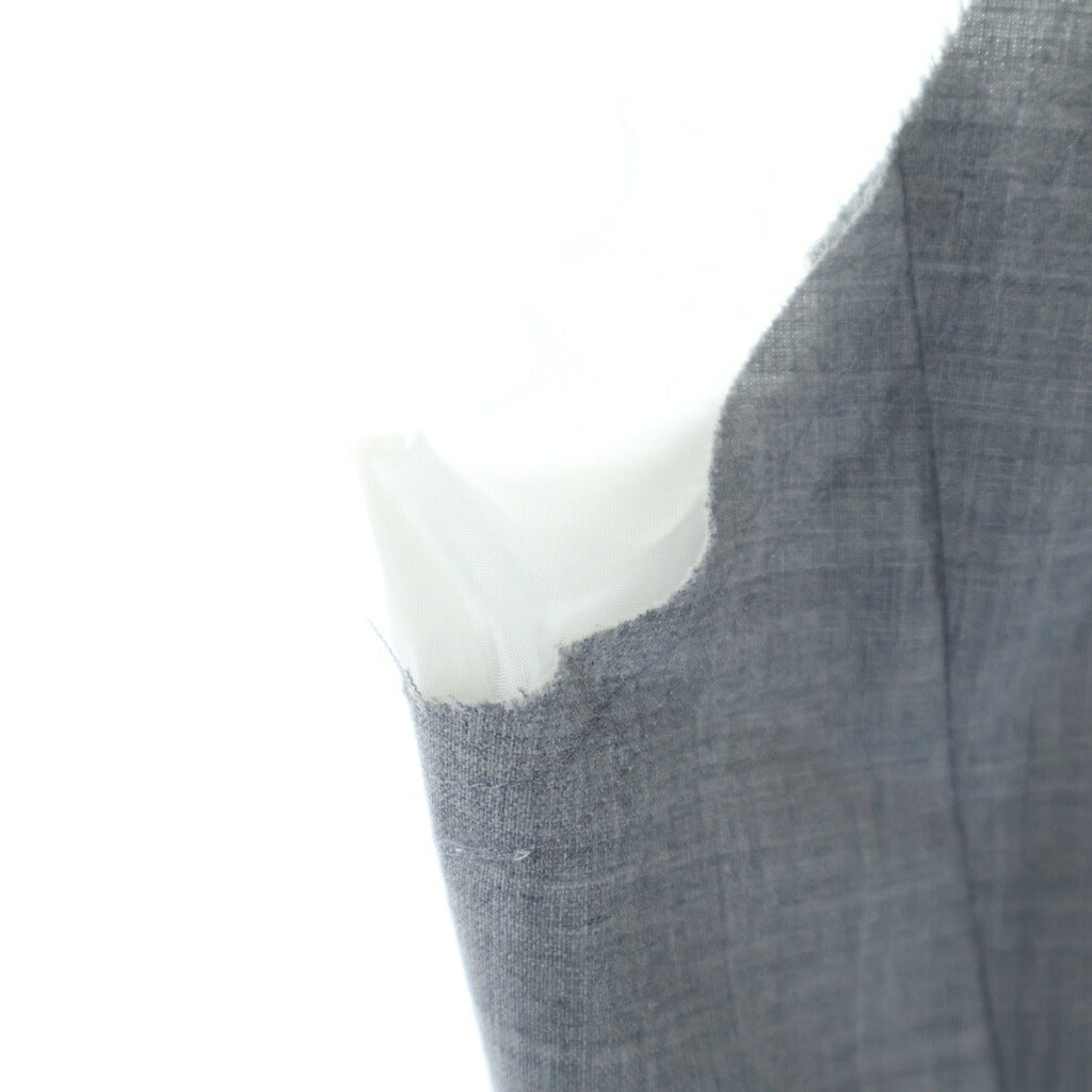 Sacai(サカイ) 21SS Suiting Jacket スイッチング ウール サテン 切り替え 1B ノースリーブ オーバーサイズ テーラードジャケット グレー レディース 21-05521