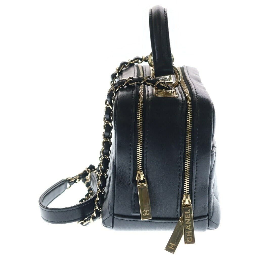 CHANEL(シャネル) マトラッセ トレンディCC ボーリングバッグ ハンドバッグ ショルダーバッグ ラムスキン ブラック ゴールド金具 A92238