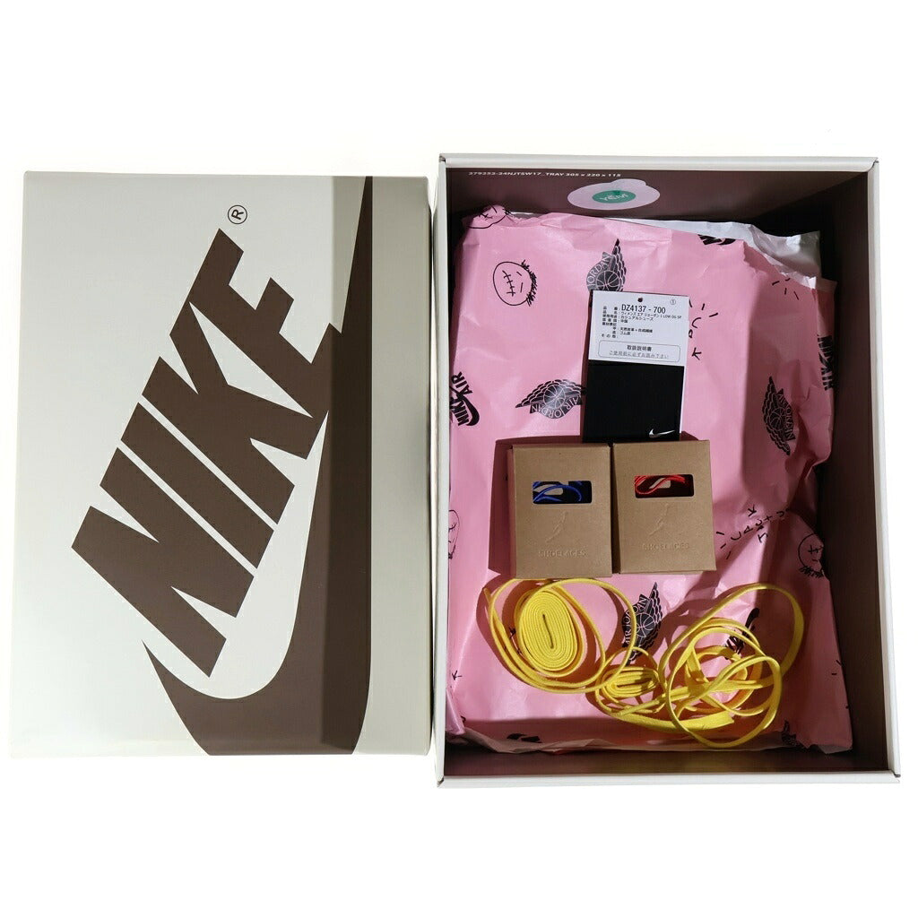 NIKE(ナイキ) ×Travis Scott WMNS AIR JORDAN1 RETRO LOW OG DZ4137-700 トラヴィススコット ウィメンズ エアジョーダン1 レトロ ローカットスニーカー イエロー/グレー US9.5/26.5cm