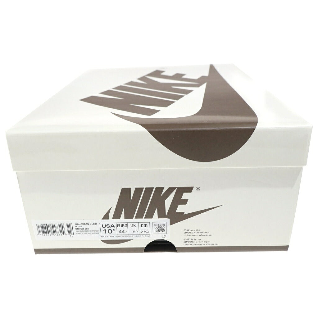 NIKE(ナイキ) ×TRAVIS SCOTT AIR JORDAN LOW OG SP VELVET BROWN DM7866-202 トラヴィススコット エアジョーダン 1 ベルベット ローカットスニーカー ブラウン US10.5/28.5cm