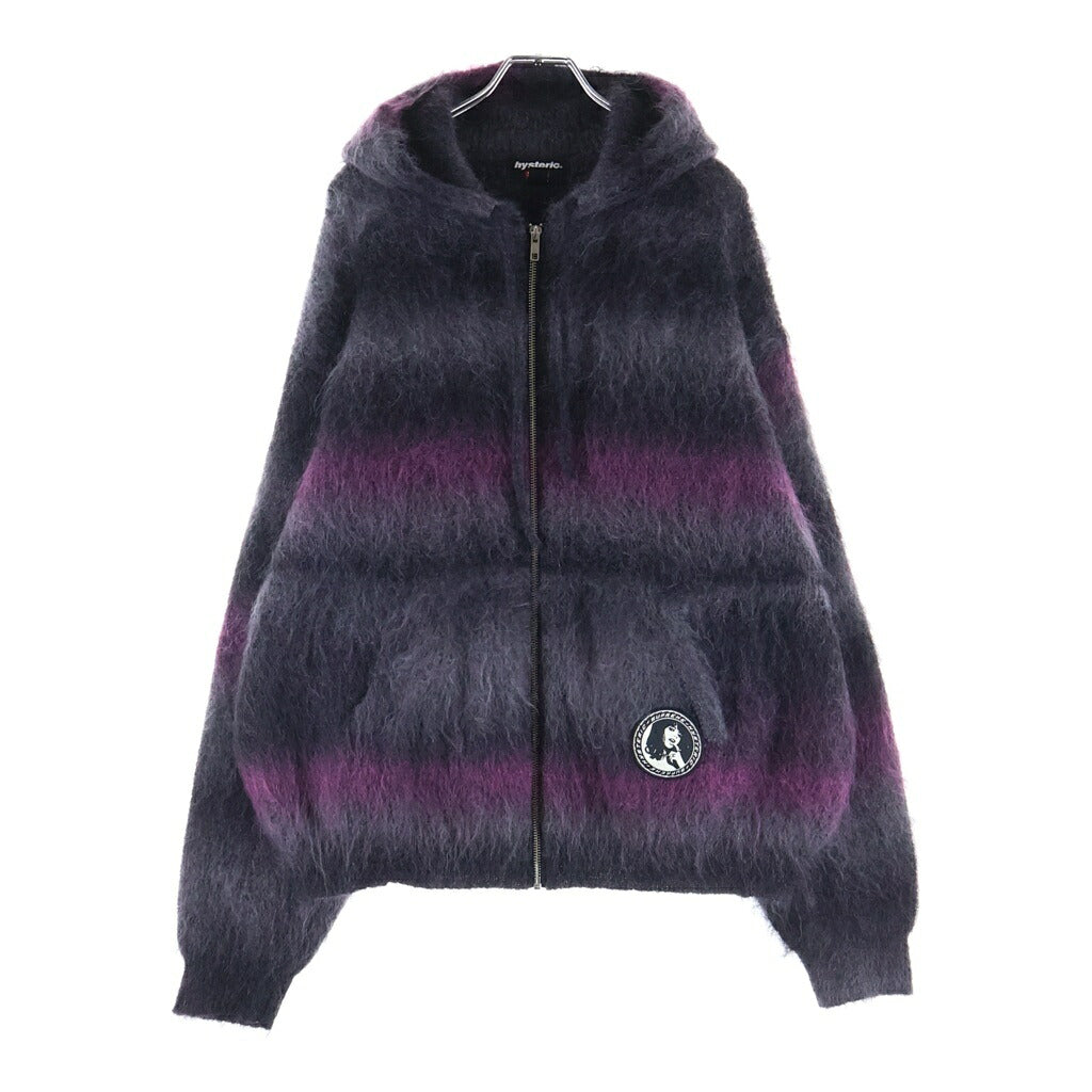 SUPREME(シュプリーム) 24AW ×HYSTERIC GLAMOUR Mohair Zip Up Hooded Sweater ヒステリックグラマー モヘア ジップアップ フーデッド セーター ニット グレー/パープル
