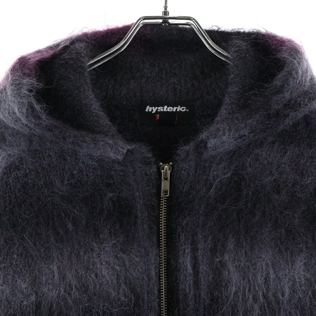 SUPREME(シュプリーム) 24AW ×HYSTERIC GLAMOUR Mohair Zip Up Hooded Sweater ヒステリックグラマー モヘア ジップアップ フーデッド セーター ニット グレー/パープル