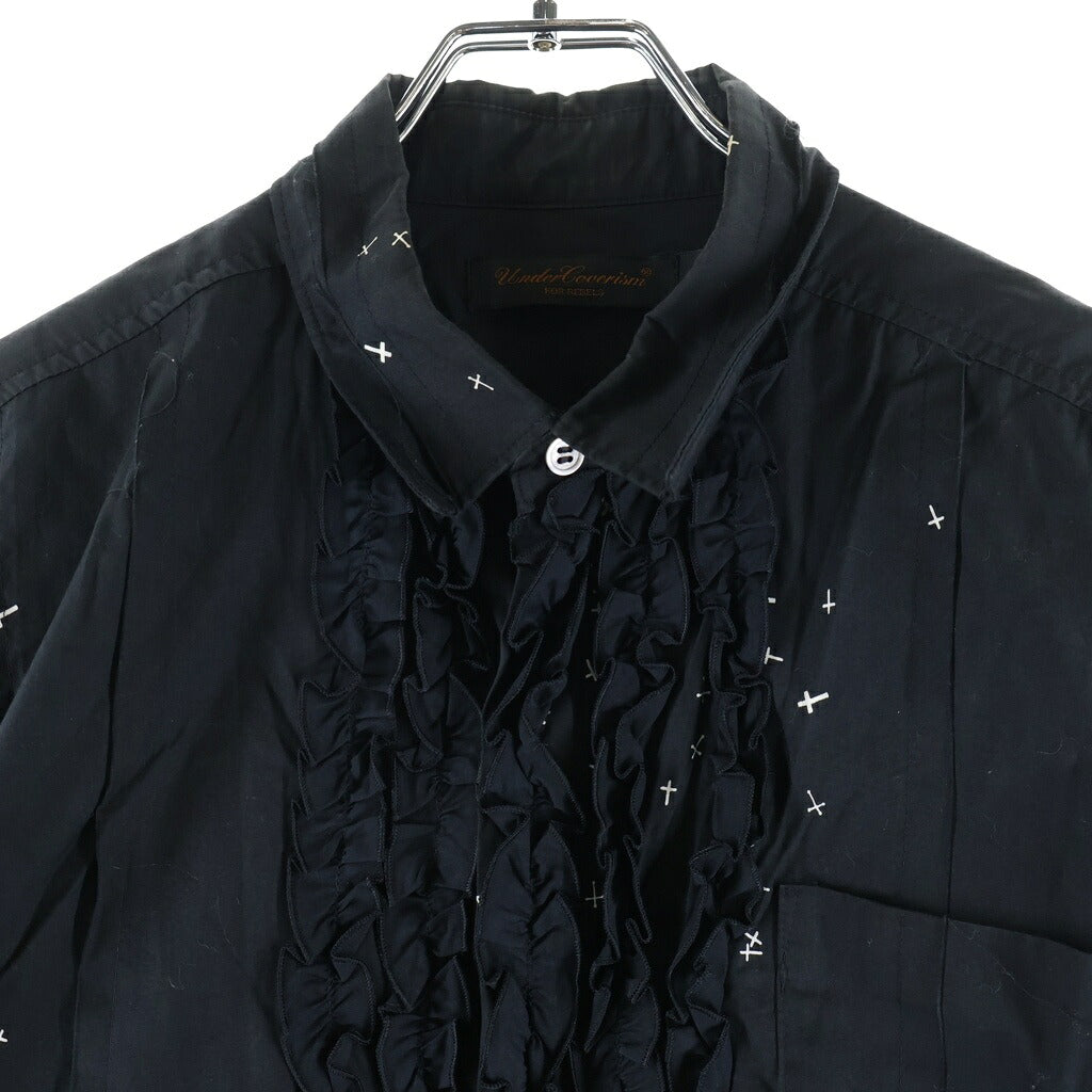 UNDERCOVER(アンダーカバー) 02AW 魔女期 クロスドット フリル ドレスシャツ ブラック M249