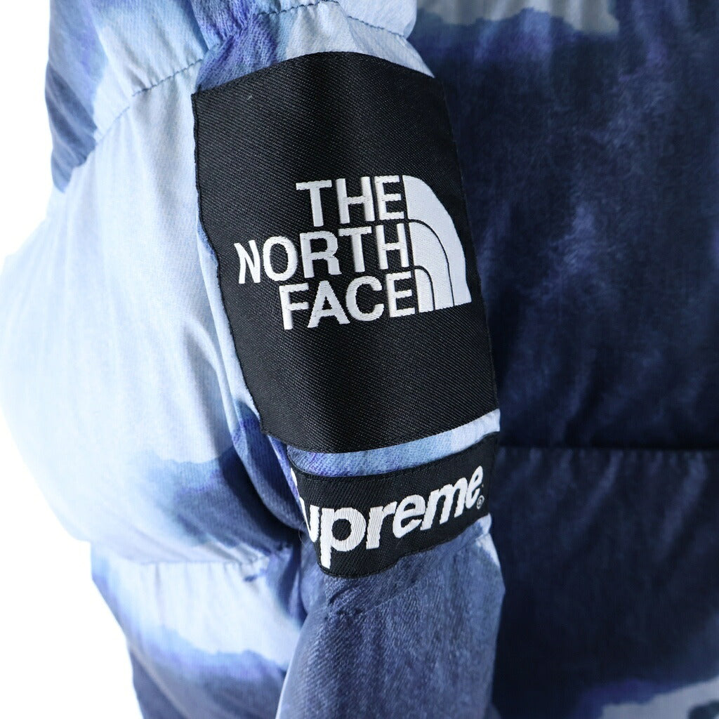 SUPREME(シュプリーム) 21AW ×THE NORTH FACE Bleached Denim Print Nuptse Jacket ノースフェイス ブリーチド デニム プリント ヌプシ ダウンジャケット ブルー ND52100I
