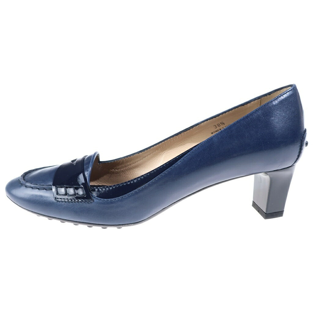 TOD'S(トッズ) パテント コンビレザー ヒール パンプス ローファー シューズ ネイビー レディース