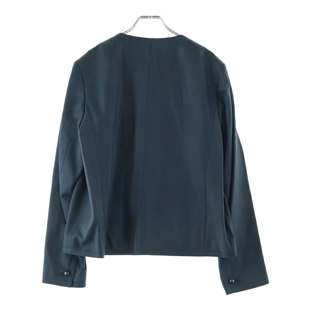 LOEWE(ロエベ) ノーカラー ジャケット アウター レザー シルク グレーブルー レディース