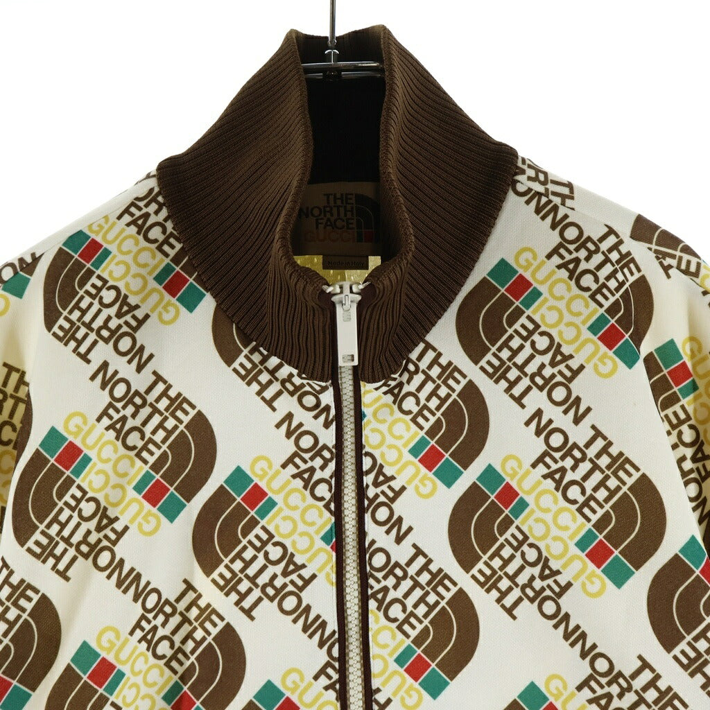 GUCCI(グッチ) 21SS ×THE NORTH FACE Logo Technical Track Jacket ザノースフェイス ロゴ 総柄 テクニカル トラックジャケット アイボリー/ブラウン 651321 XJDCE