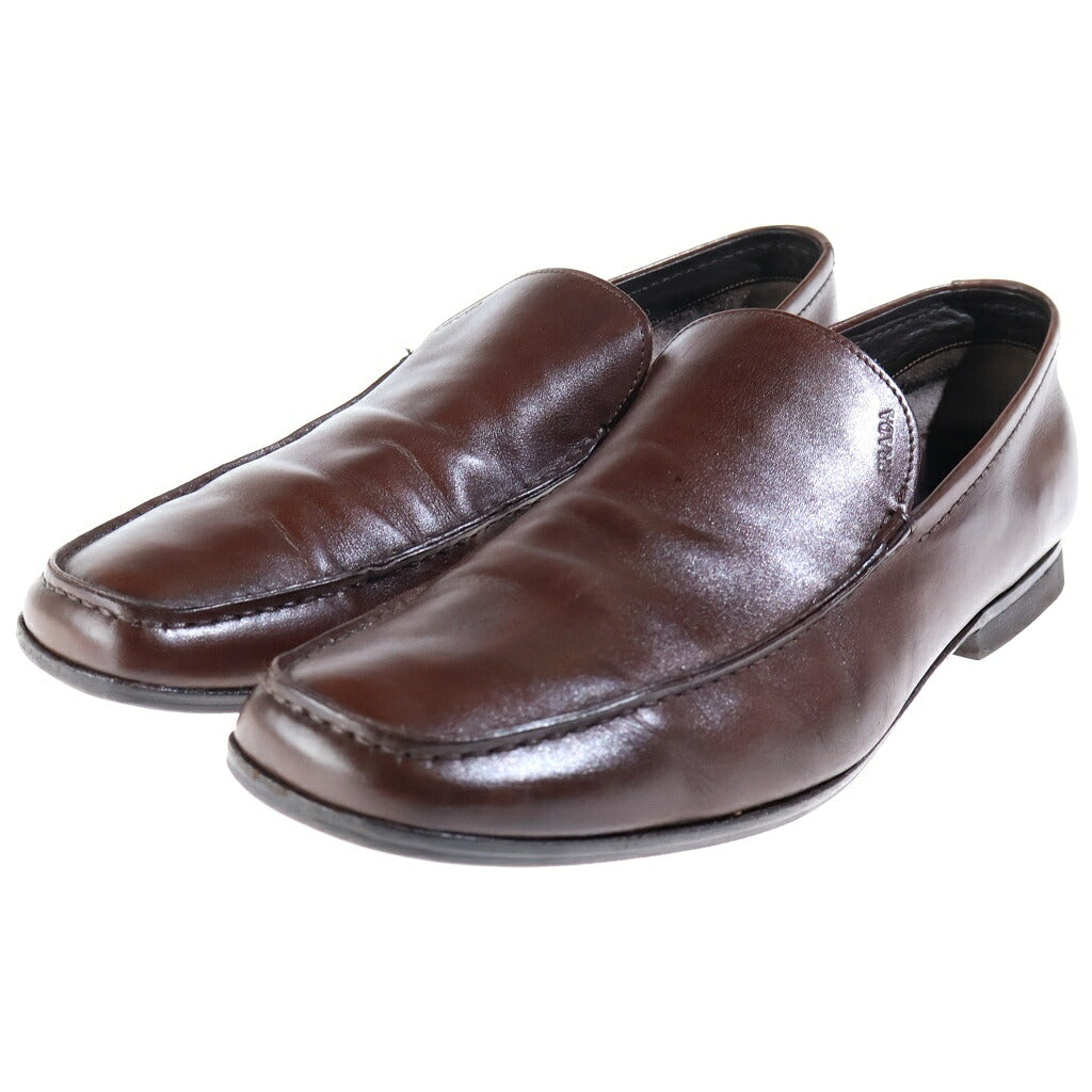 PRADA(プラダ) LEATHER SLIP-ON レザー スリッポン ローファー ブラウン