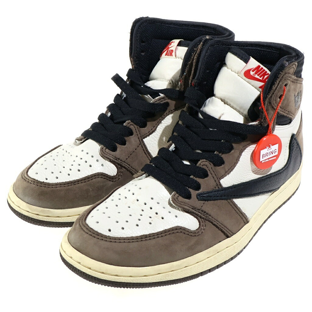 NIKE(ナイキ) ×TRAVIS SCOTT AIR JORDAN 1 HIGH OG TS SP CD4487-100 トラヴィススコット エアジョーダン1 ハイカットスニーカー レディース ブラウン/ホワイト US5.5/24cm