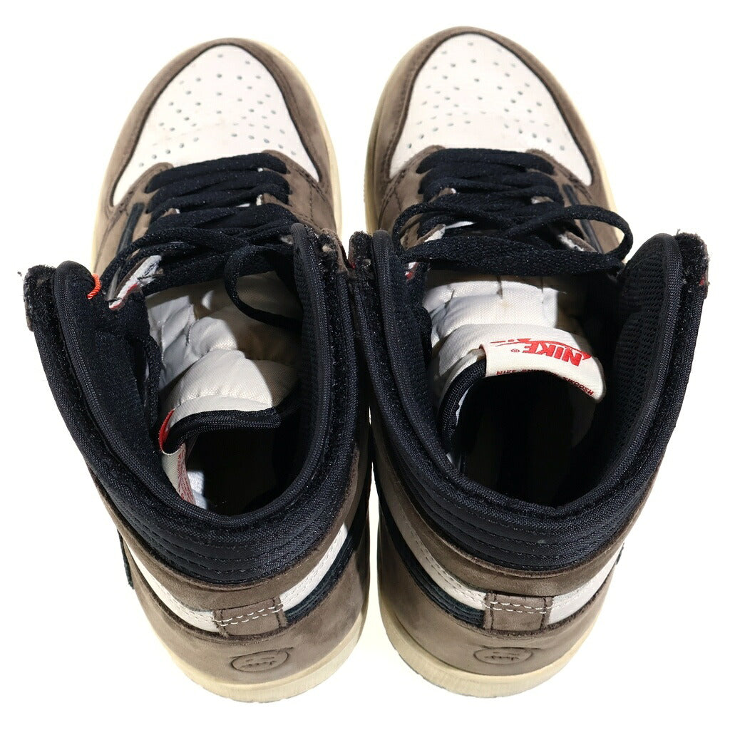 NIKE(ナイキ) ×TRAVIS SCOTT AIR JORDAN 1 HIGH OG TS SP CD4487-100 トラヴィススコット エアジョーダン1 ハイカットスニーカー レディース ブラウン/ホワイト US5.5/24cm
