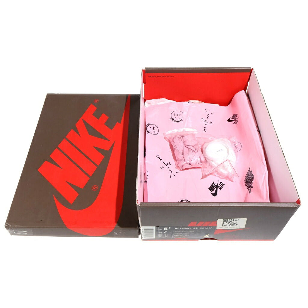 NIKE(ナイキ) ×TRAVIS SCOTT AIR JORDAN 1 HIGH OG TS SP CD4487-100 トラヴィススコット エアジョーダン1 ハイカットスニーカー レディース ブラウン/ホワイト US5.5/24cm
