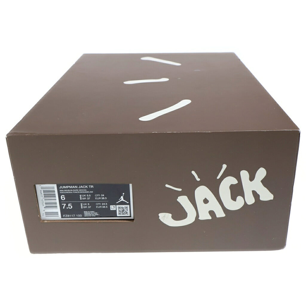 NIKE(ナイキ) ×TRAVIS SCOTT JORDAN JUMPMAN JACK FZ8117-100 トラヴィススコット ジョーダン ジャンプマン ローカットスニーカー US6/24cm レディース ホワイト/ブラウン FZ8117‐100