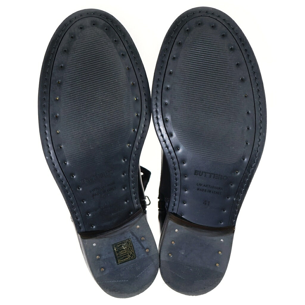 BUTTERO(ブッテロ) SIDEZIP BOOTS サイドジップ レザー レースアップブーツ ワークブーツ ブラック B4429