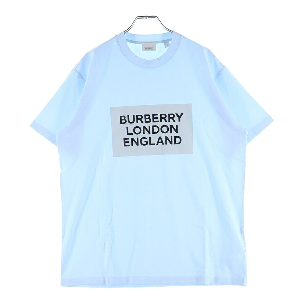 BURBERRY(バーバリー) ロゴプリント コットン クルーネック 半袖Tシャツ カットソー ライトブルー 8026475