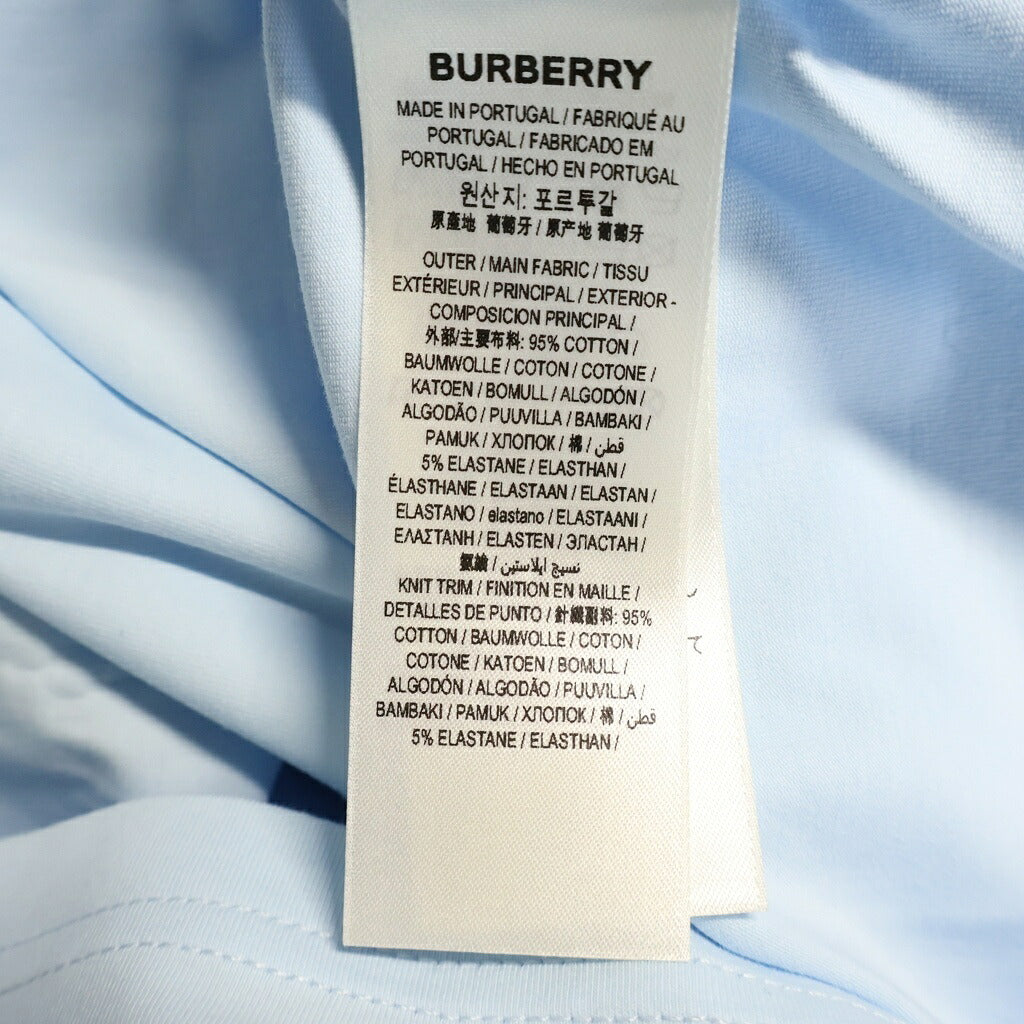 BURBERRY(バーバリー) ロゴプリント コットン クルーネック 半袖Tシャツ カットソー ライトブルー 8026475