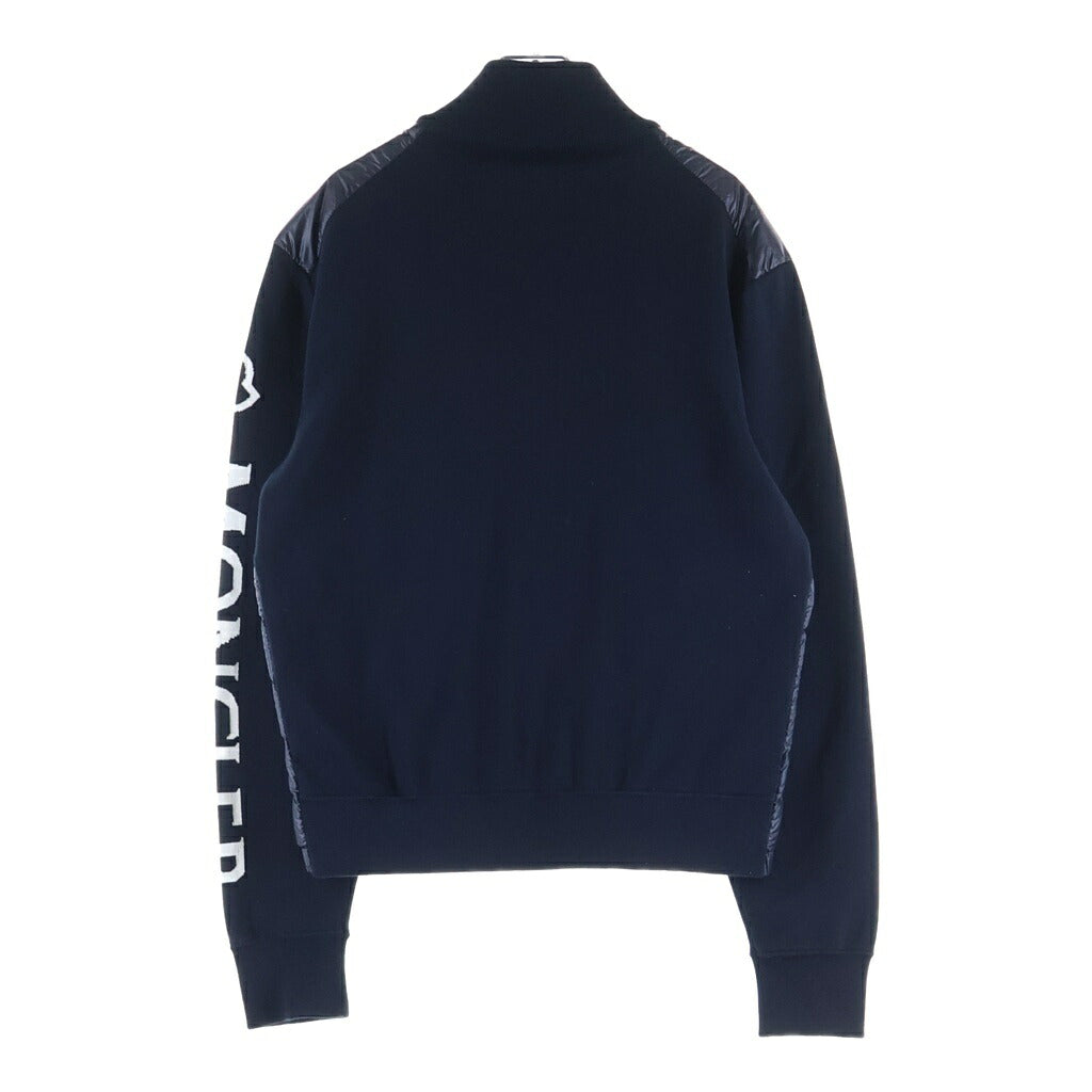 MONCLER(モンクレール) 21SS CARDIGAN TRICOT スリーブロゴ ニット切替 ナイロン カーディガン ダウンジャケット ブルゾン ネイビー G10919852100 V9059