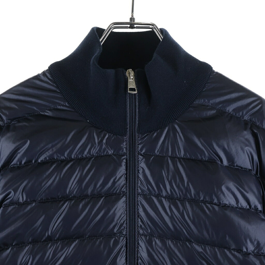 MONCLER(モンクレール) 21SS CARDIGAN TRICOT スリーブロゴ ニット切替 ナイロン カーディガン ダウンジャケット ブルゾン ネイビー G10919852100 V9059