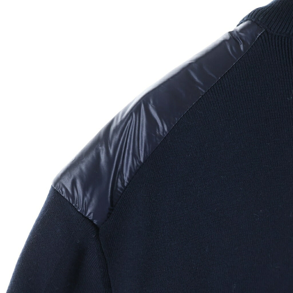 MONCLER(モンクレール) 21SS CARDIGAN TRICOT スリーブロゴ ニット切替 ナイロン カーディガン ダウンジャケット ブルゾン ネイビー G10919852100 V9059
